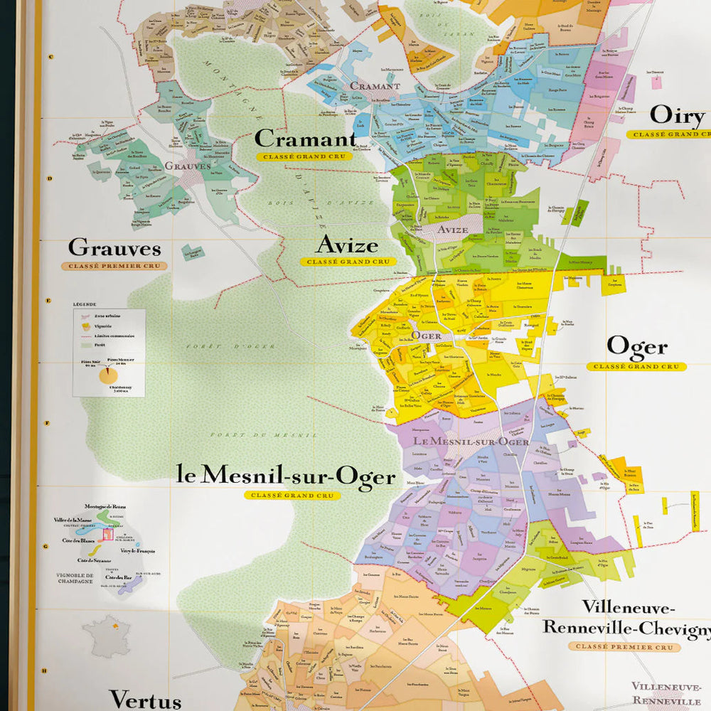 Affiche - Carte des Crus de Champagne (La Côte des Blancs) - 50 x 100 cm carte murale petit tube La carte des vins 