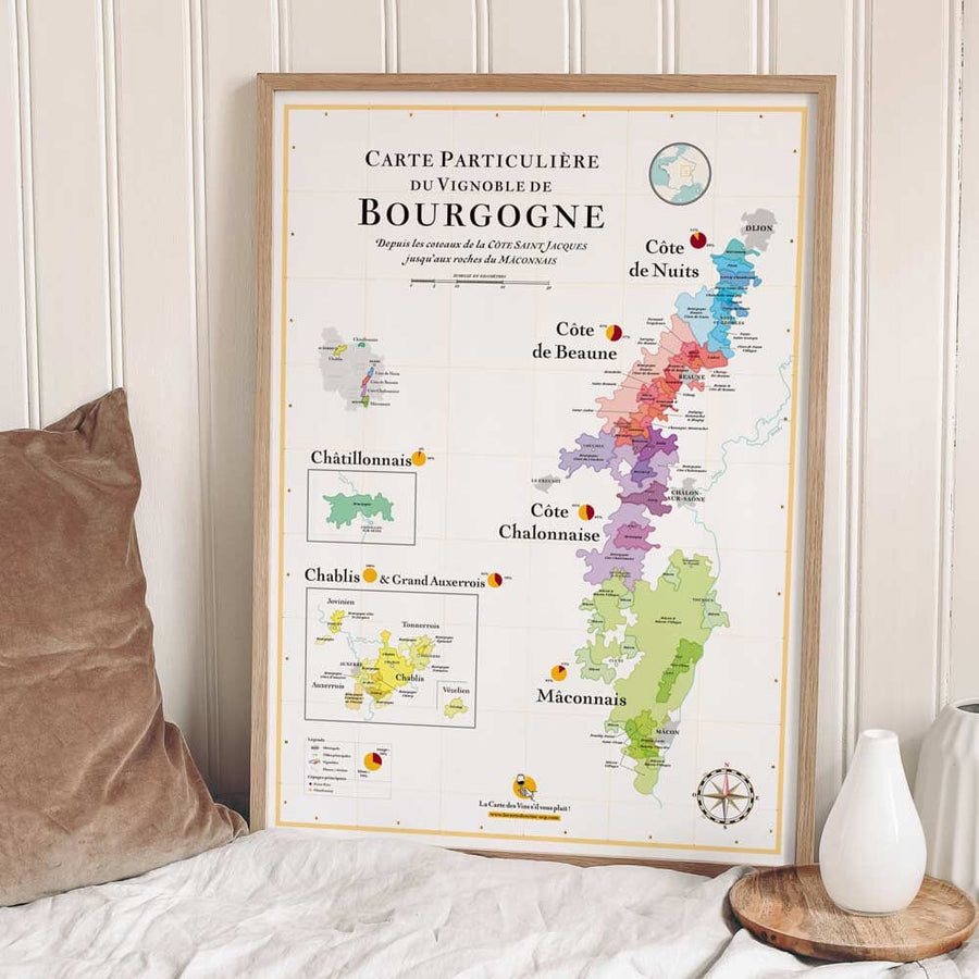 Affiche - Carte des vins de Bourgogne - 50 x 70 cm carte murale petit tube La carte des vins 