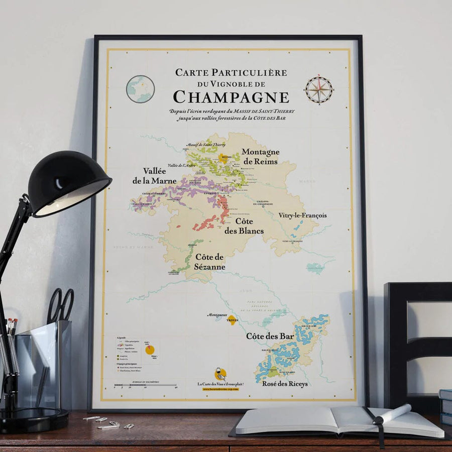 Affiche - Carte des vins de Champagne - 50 x 70 cm carte murale petit tube La carte des vins 