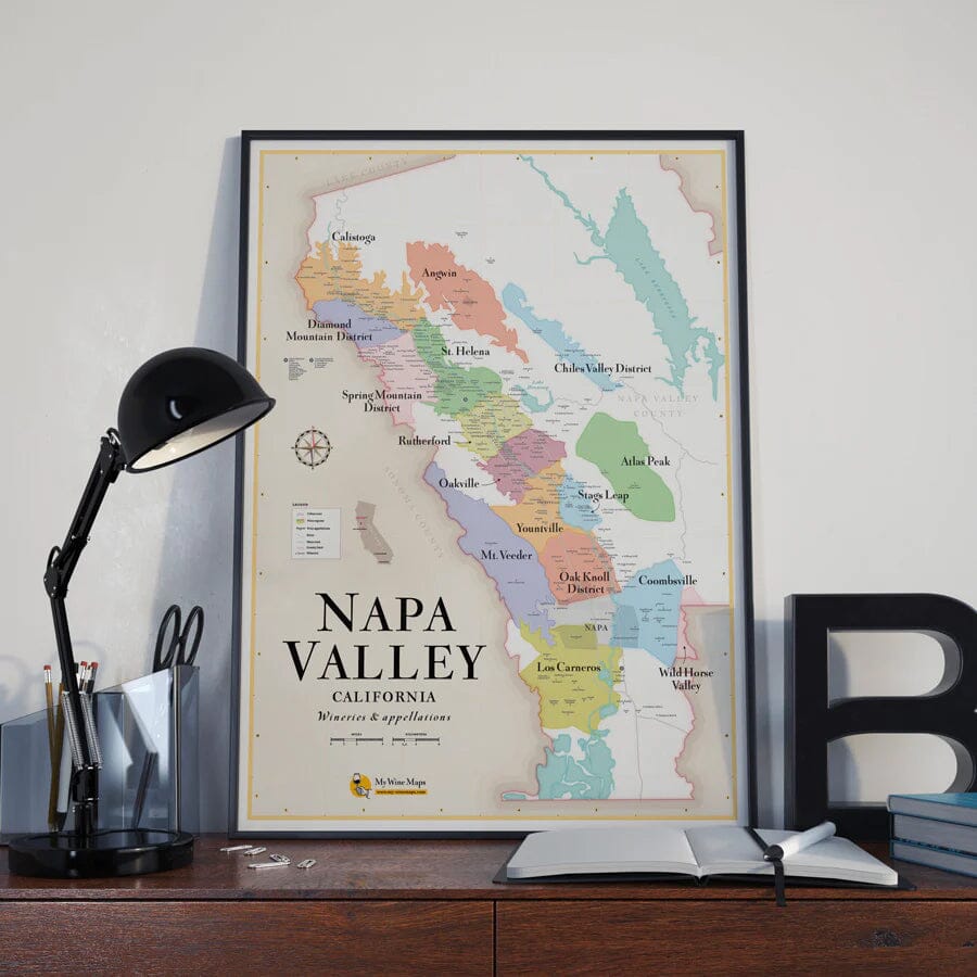 Affiche - Carte des vins de la Napa Valley - 50 x 70 cm carte murale petit tube La carte des vins 