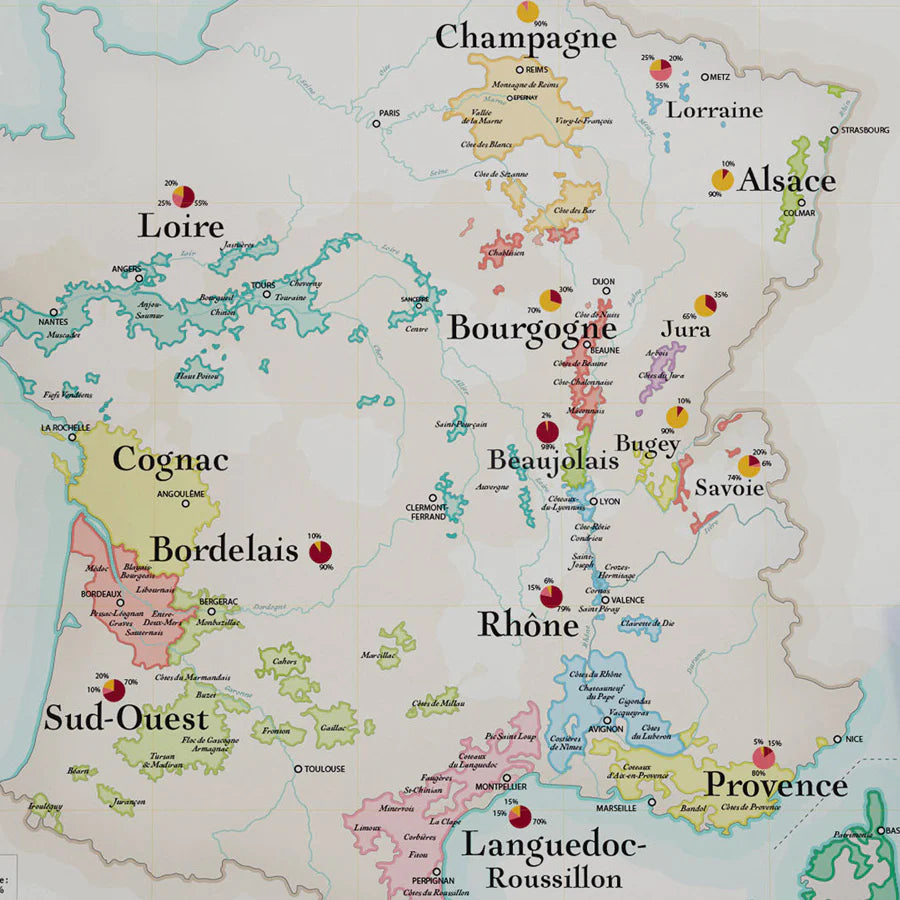 Affiche - Carte du vignoble français - 50 x 70 cm carte murale petit tube La carte des vins 