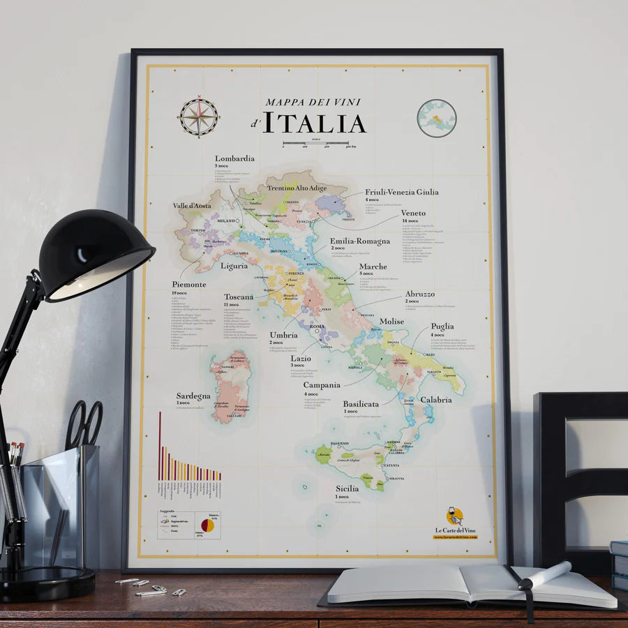 Affiche - Carte du vignoble italien - 50 x 70 cm carte murale petit tube La carte des vins 