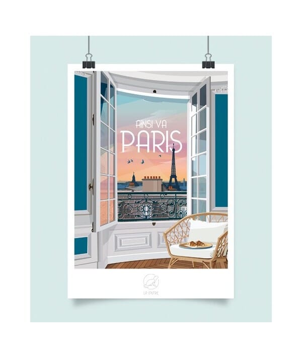 Affiche - Paris - 42 x 60 cm | La Loutre carte murale petit tube La Loutre 