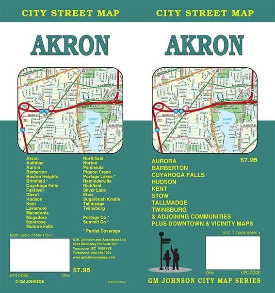 Akron et Summit County, Ohio | GM Johnson carte pliée GM Johnson 