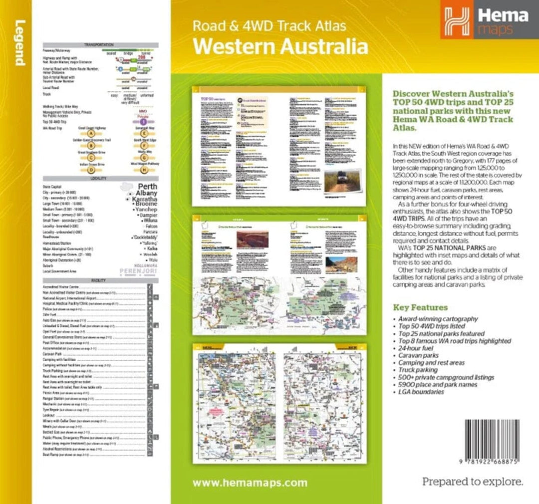 Atlas routier 4x4 - Ouest de l'Australie (format A4, à spirales) | Hema Maps atlas Hema Maps 