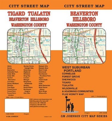 Beaverton : Hillsboro : Washington County : city street map = Tigard : Tualatin : Beaverton : Hillsboro : Washington County : city street map | GM Johnson carte pliée GM Johnson 