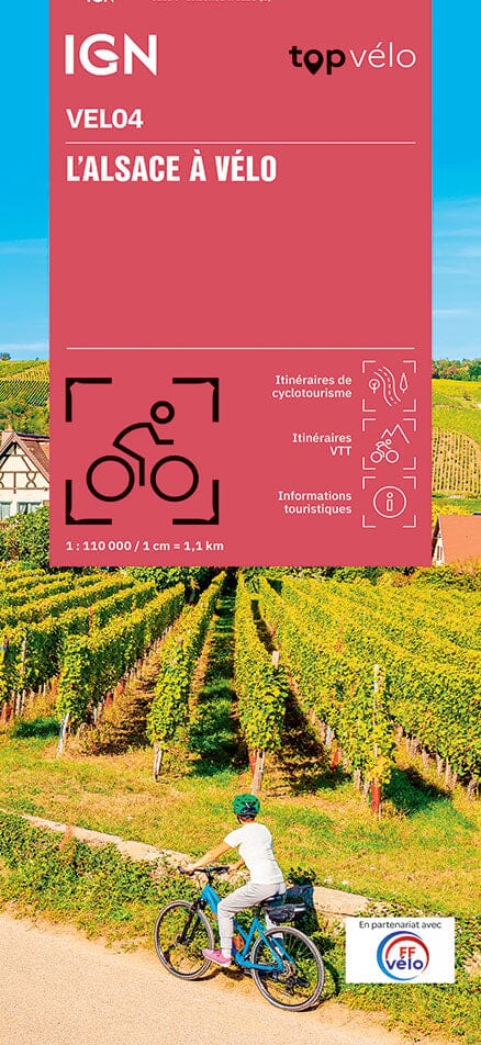Carte cycliste - Alsace à vélo | IGN carte pliée IGN 