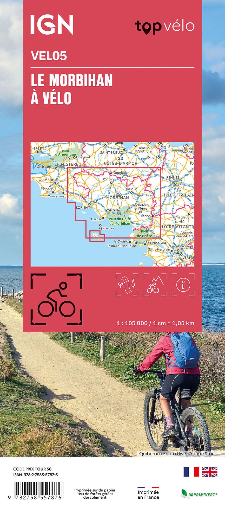 Carte cycliste - Le Morbihan à vélo | IGN carte pliée IGN 
