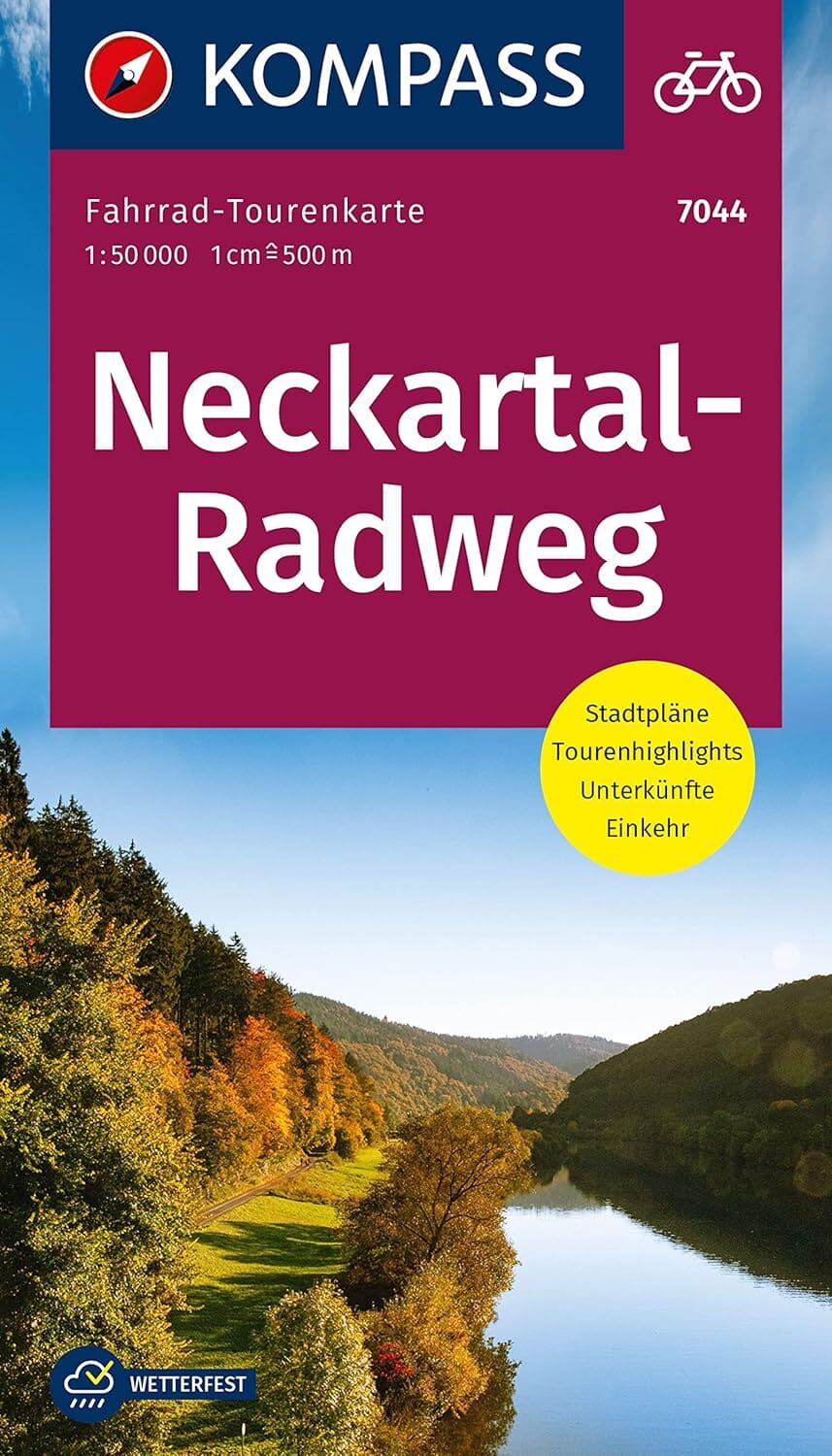 Carte cycliste n° F7044 - Neckartal-Radweg / Piste cyclable de la vallée du Neckar (Allemagne) | Kompass carte cycliste Kompass 