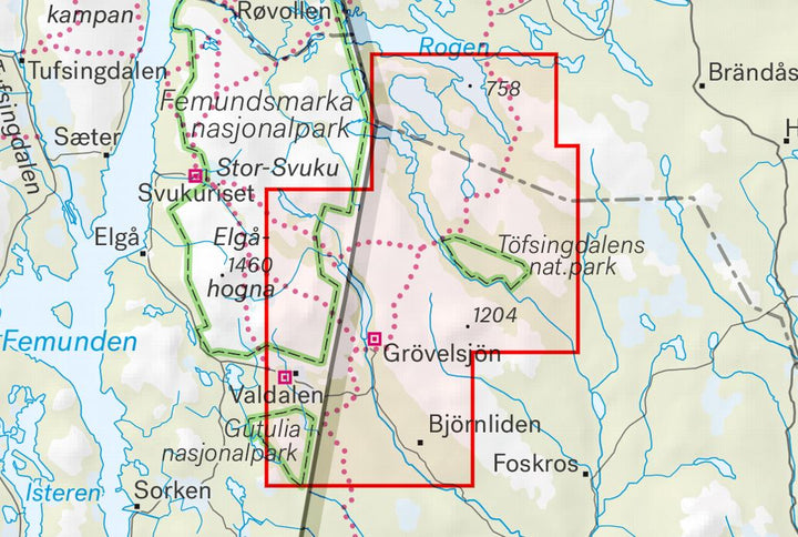Carte de haute montagne - Grövelsjön & Töfsingdalens nationalpark (Suède) | Calazo carte pliée Calazo 