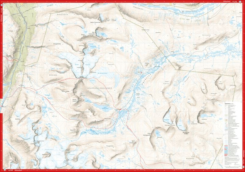 Carte de haute montagne - Jotunheimen: Galdhøpiggen & Glittertinden (Norvège) | Calazo - Høyfjellskart carte pliée Calazo 