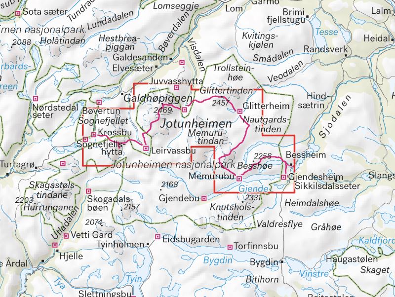 Carte de haute montagne - Jotunheimen: Høgruta (Norvège) | Calazo - Høyfjellskart carte pliée Calazo 