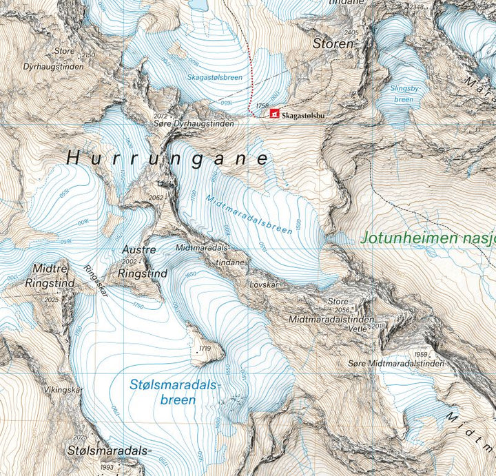 Carte de haute montagne - Jotunheimen: Hurrungane (Norvège) | Calazo - Høyfjellskart carte pliée Calazo 