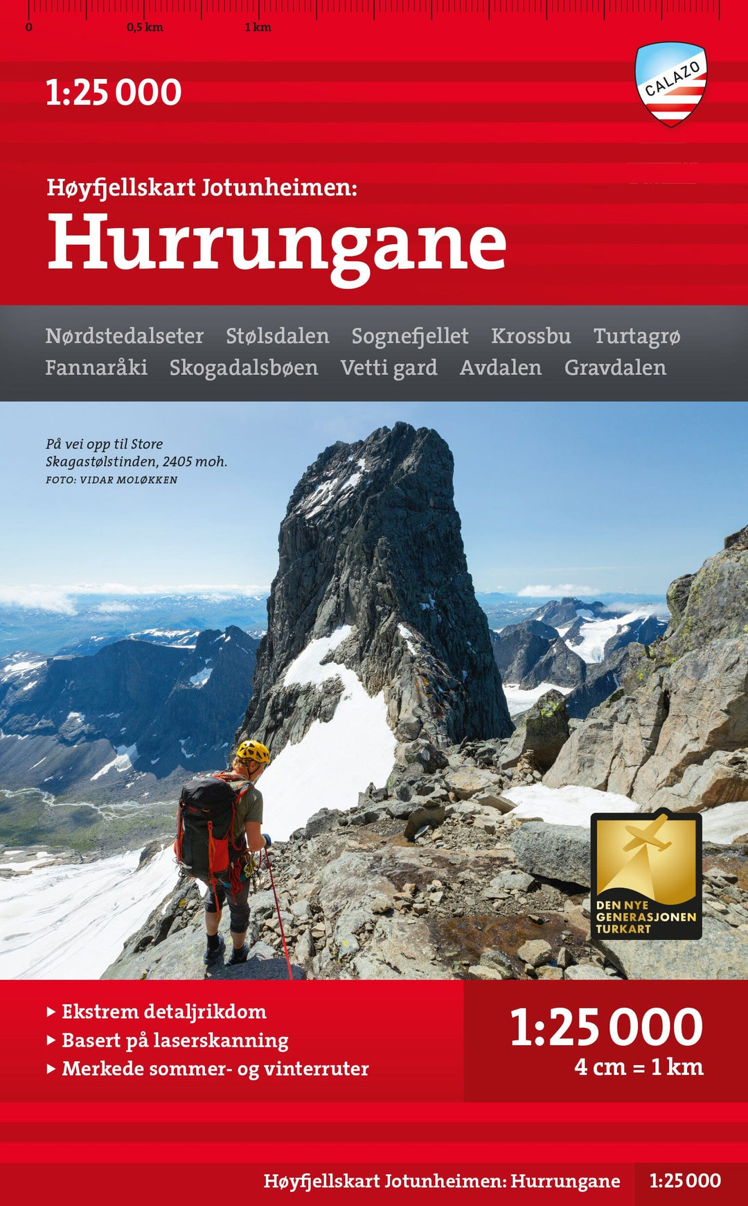 Carte de haute montagne - Jotunheimen: Hurrungane (Norvège) | Calazo - Høyfjellskart carte pliée Calazo 