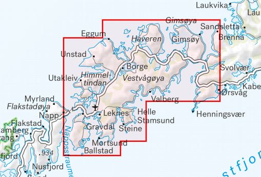 Carte de haute montagne - Lofoten: Vestvågøya - Leknes (Norvège) | Calazo - Høyfjellskart carte pliée Calazo 