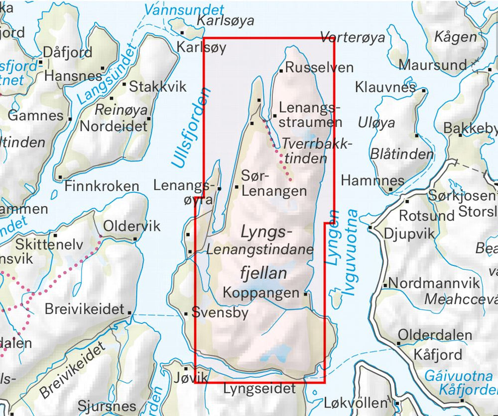 Carte de haute montagne - Lyngenhalvøya nord (Norvège) | Calazo - Høyfjellskart carte pliée Calazo 