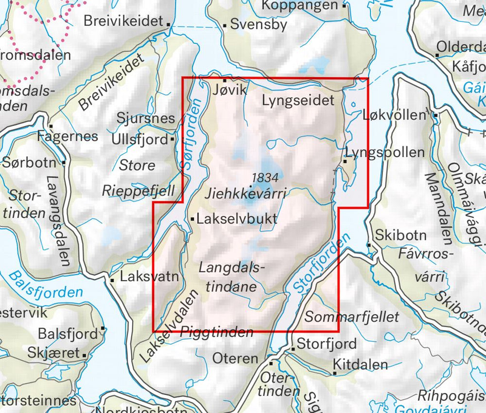 Carte de haute montagne - Lyngenhalvøya Sud (Norvège) | Calazo - Høyfjellskart carte pliée Calazo 