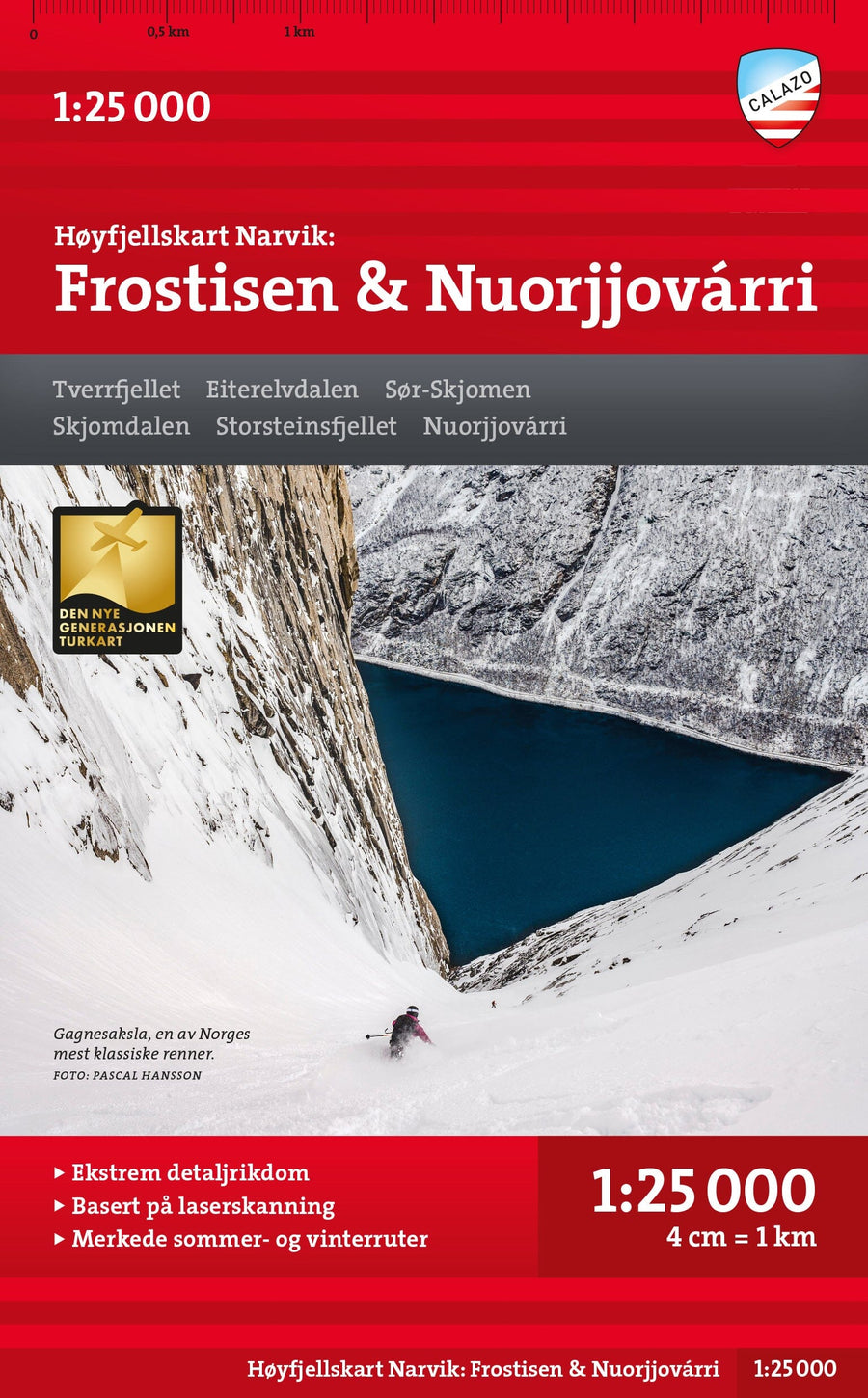 Carte de haute montagne - Narvik: Frostisen & Nuorjjovárri (Norvège) | Calazo - Høyfjellskart carte pliée Calazo 