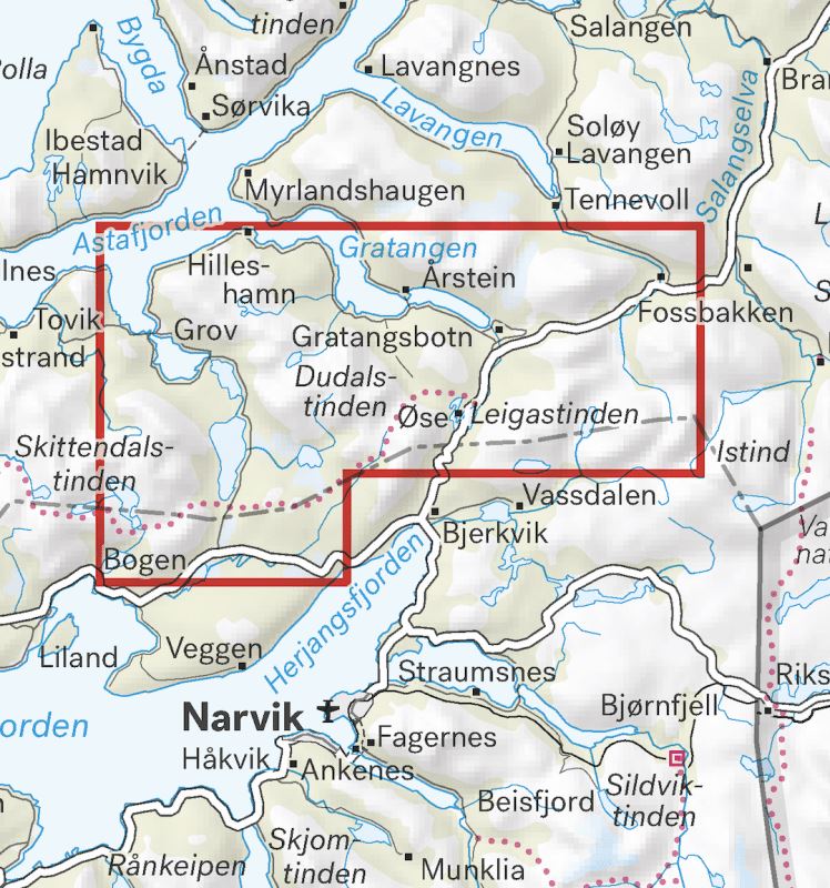 Carte de haute montagne - Narvik: Spanstinden & Dudalstinden (Norvège) | Calazo - Høyfjellskart carte pliée Calazo 