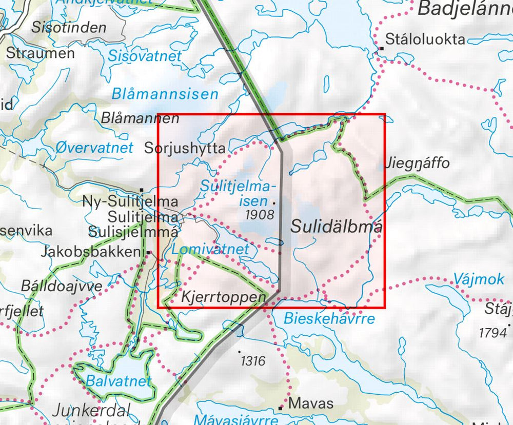 Carte de haute montagne - Sulitjelma (Norvège) | Calazo - Høyfjellskart carte pliée Calazo 
