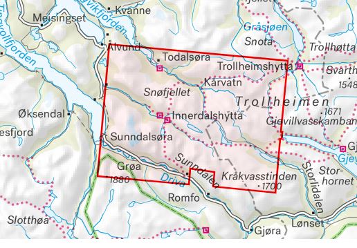 Carte de haute montagne - Trollheimen: Sunndal & Innerdalen (Norvège) | Calazo - Høyfjellskart carte pliée Calazo 