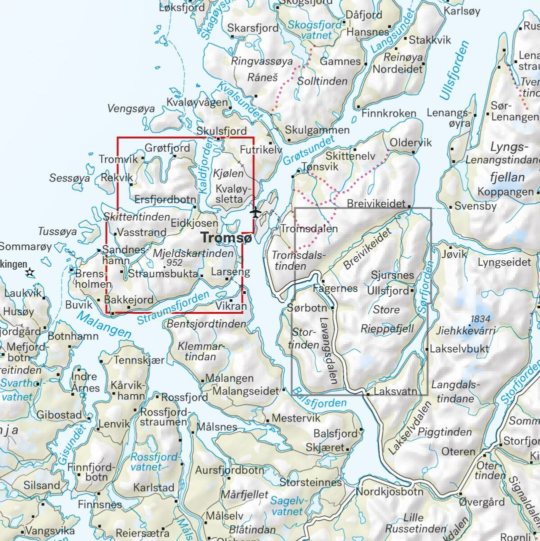 Carte de haute montagne - Tromsø: Kvaløya (Norvège) | Calazo - Høyfjellskart carte pliée Calazo 