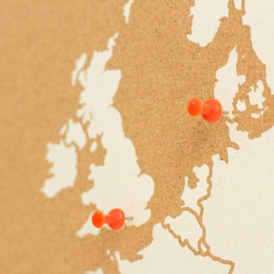 Carte de l'Europe en liège - couleur naturelle, impression blanc (60 x 45 cm) | Miss Wood carte murale petit tube Miss Wood 