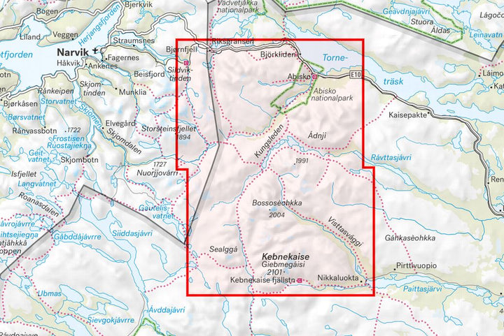 Carte de montagne - Kungsleden 1 : Kebnekaise, Abisko & Riksgränsen (Suède) | Calazo - 1/50 000 carte pliée Calazo 