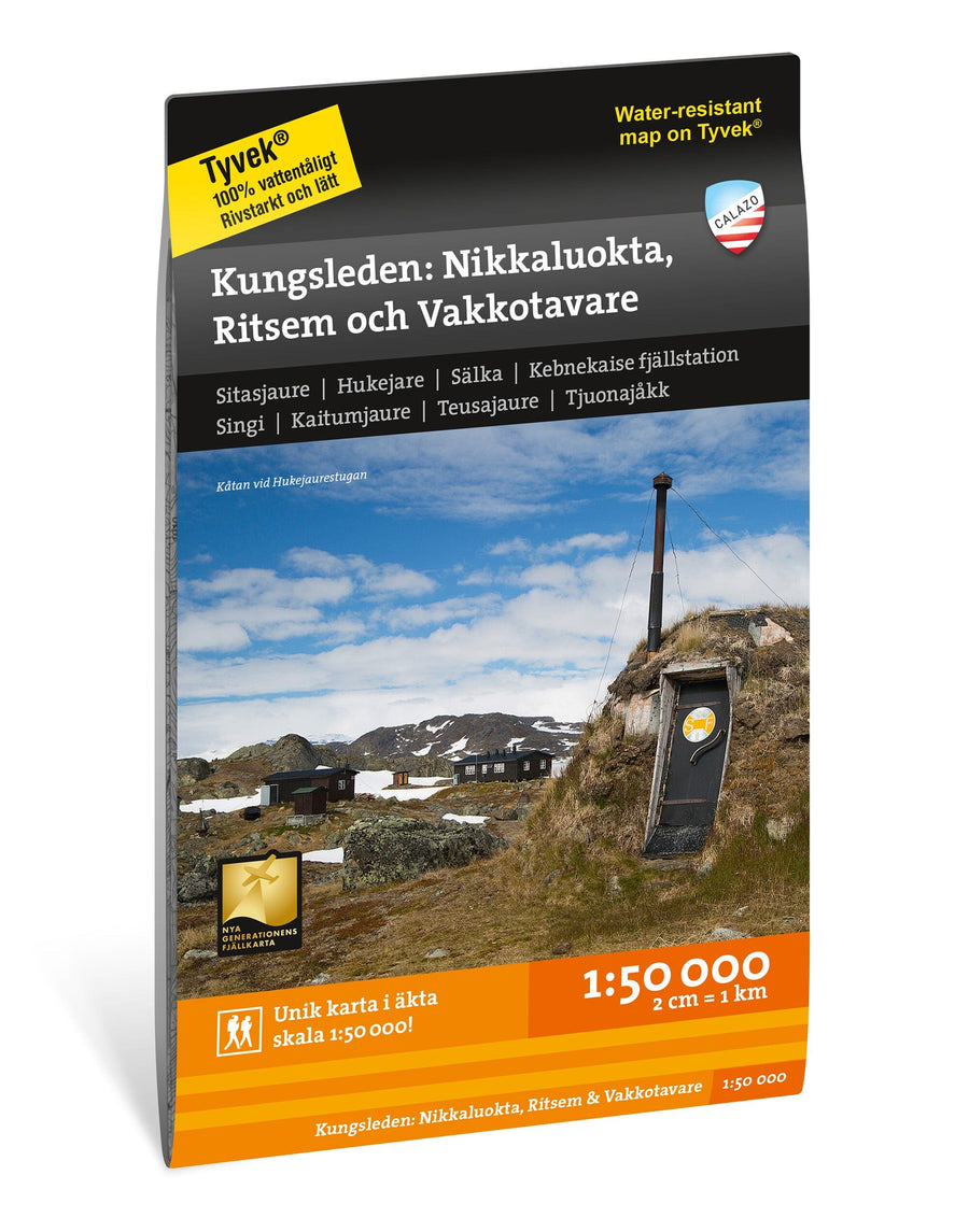 Carte de montagne - Kungsleden 2 : Nikkaluokta, Ritsem & Vakkotavare (Suède) | Calazo - 1/50 000 carte pliée Calazo 