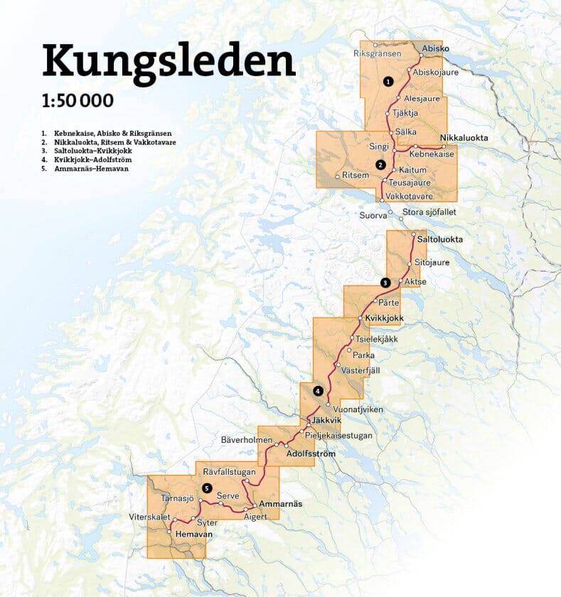Carte de montagne - Kungsleden 3 : Saltouluokta - Kvikkjokk (Suède) | Calazo - 1/50 000 carte pliée Calazo 