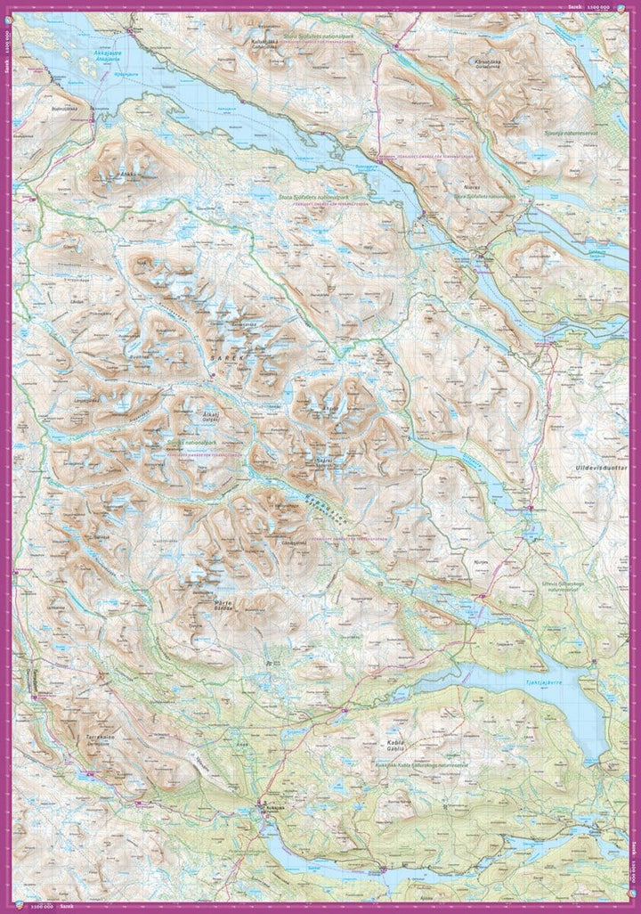 Carte de montagne - Sarek & Padjelanta (Suède) | Calazo - 1/100 000 carte pliée Calazo 