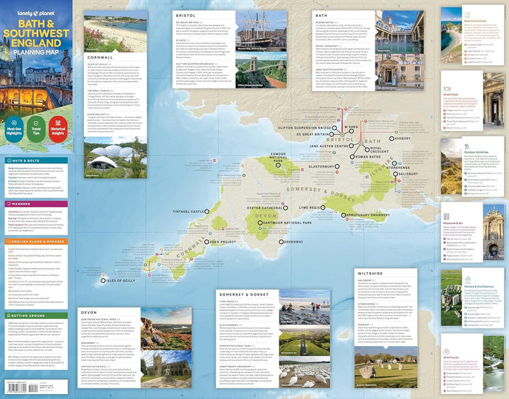 Carte de planification (en anglais) - Bath & Southwest England | Lonely Planet carte pliée Lonely Planet EN 