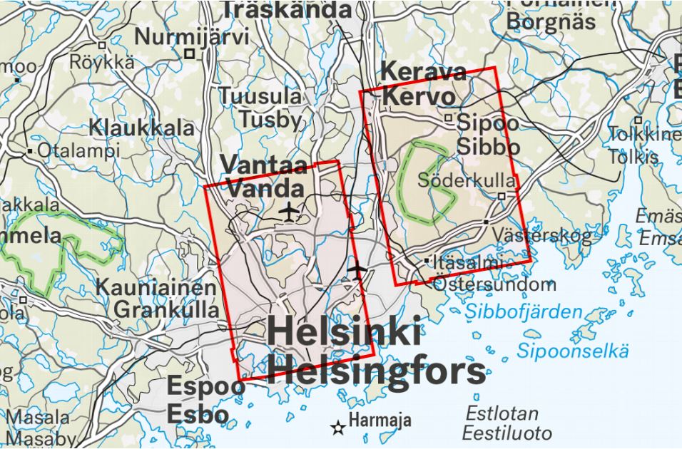 Carte de plein air - Helsingin ympäristö: Keskuspuisto & Sipoonkorpi (Finlande) | Calazo carte pliée Calazo 