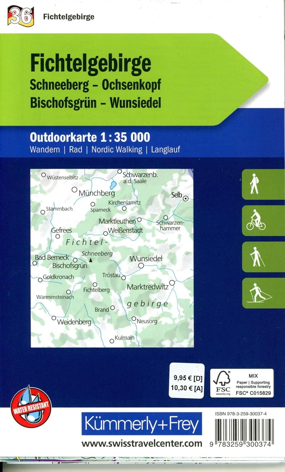Carte de plein air n° WK.36 - Fichtelgebirge (Allemagne) | Kümmerly & Frey carte pliée Kümmerly & Frey 