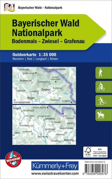 Carte de plein air n° WK.54 - Parc national de la Forêt de Bavière (Allemagne) | Kümmerly & Frey carte pliée Kümmerly & Frey 