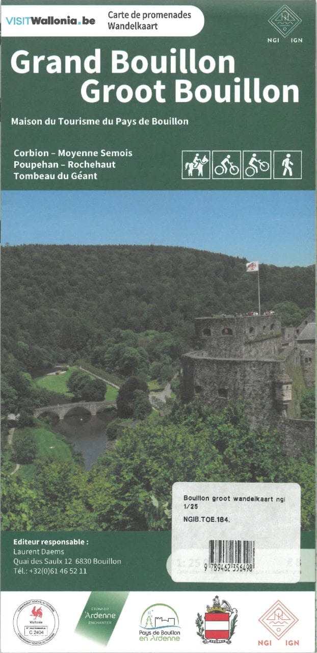 Carte de promenades - Bouillon (Belgique) | NGI carte pliée IGN Belgique 