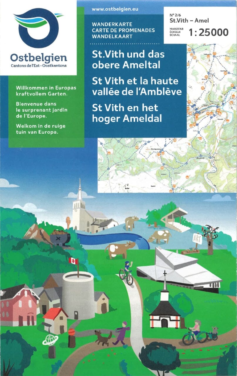 Carte de promenades - St-Vith et la haute vallée de l'Amblève (Belgique) | NGI carte pliée IGN Belgique 