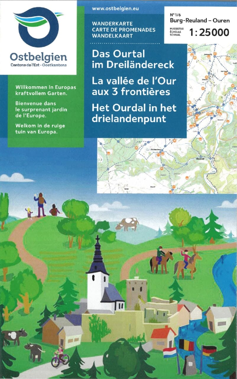 Carte de promenades - Vallée de l'Our aux 3 frontières (Belgique) | NGI carte pliée IGN Belgique 