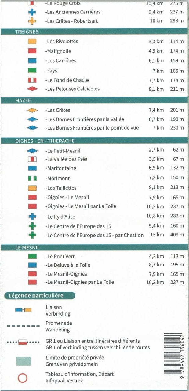 Carte de promenades - Viroinval (Belgique) | NGI carte pliée IGN Belgique 