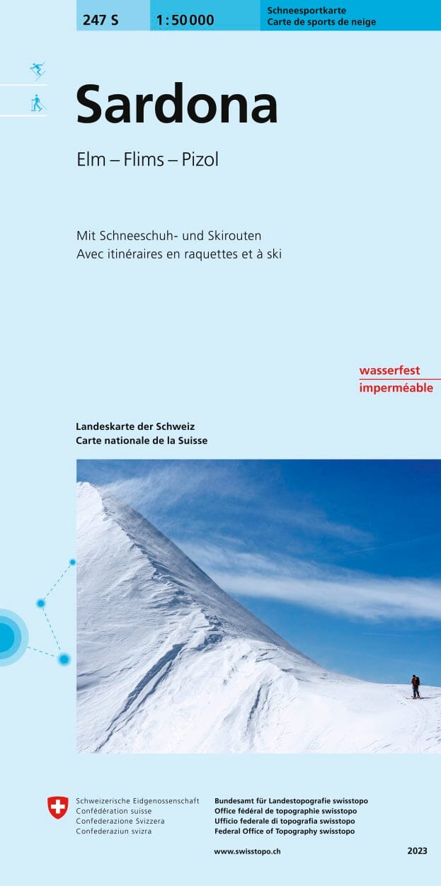 Carte de randonnée à ski n° 247S - Sardona (Suisse) | Swisstopo - ski au 1/50 000 carte pliée Swisstopo 