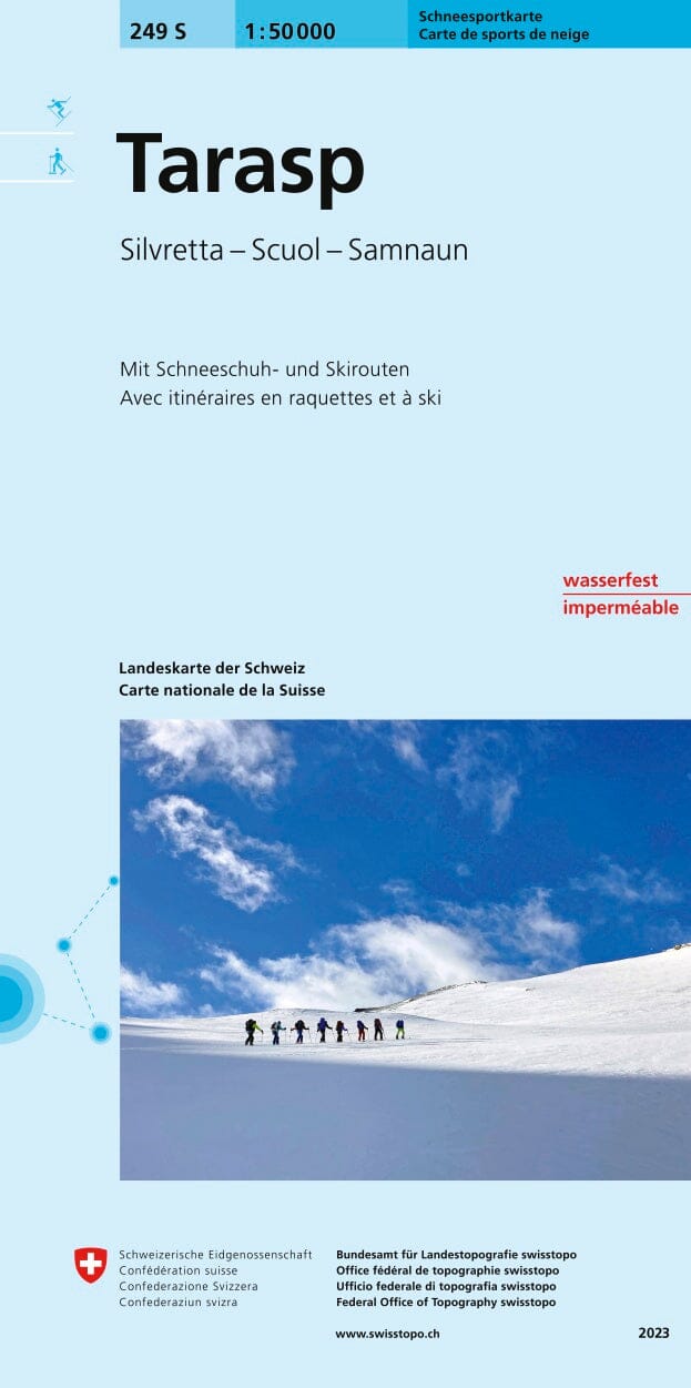 Carte de randonnée à ski n° 249S - Tarasp (Suisse) | Swisstopo - ski au 1/50 000 carte pliée Swisstopo 