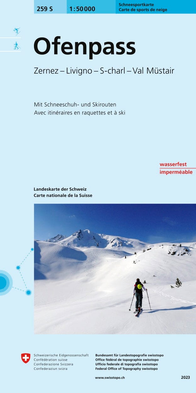 Carte de randonnée à ski n° 259S - Ofenpass (Suisse) | Swisstopo - ski au 1/50 000 carte pliée Swisstopo 