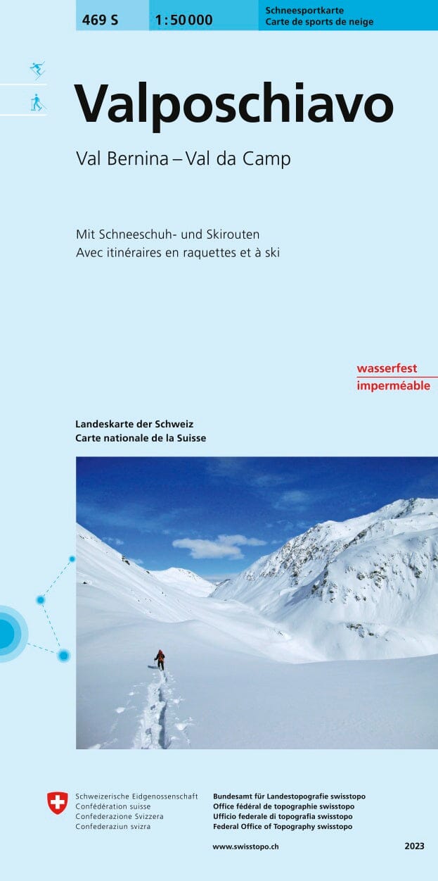 Carte de randonnée à ski n° 469S - Val Poschiavo (Suisse) | Swisstopo - ski au 1/50 000 carte pliée Swisstopo 