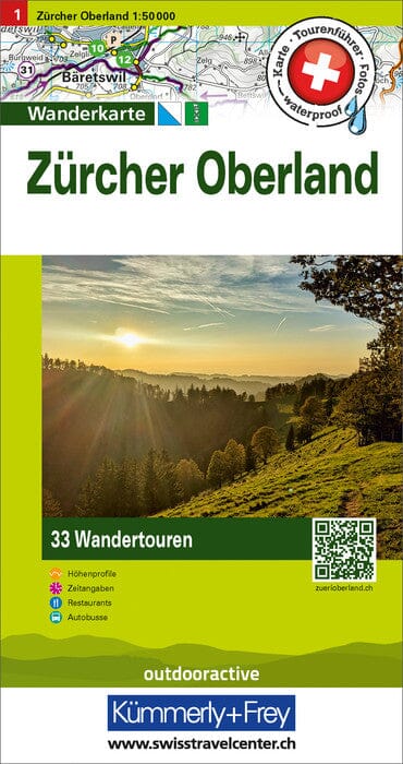 Carte de randonnée backcountry n° HKF.WK.01 - Zürcher Oberland (Suisse) | Hallwag carte pliée Hallwag 