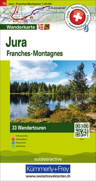 Carte de randonnée backcountry n° HKF.WK.15 - Jura, Franches-Montagnes (Suisse) | Hallwag carte pliée Hallwag 