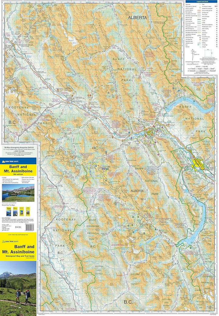 Carte de randonnée - Banff & Mount Assiniboine (Alberta, Canada) | Gem Trek carte pliée Gem Trek Publishing 