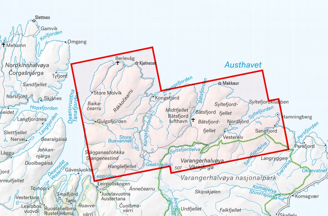 Carte de randonnée - Berlevåg & Båtsfjord (Norvège) | Calazo - 1/50 000 carte pliée Calazo 