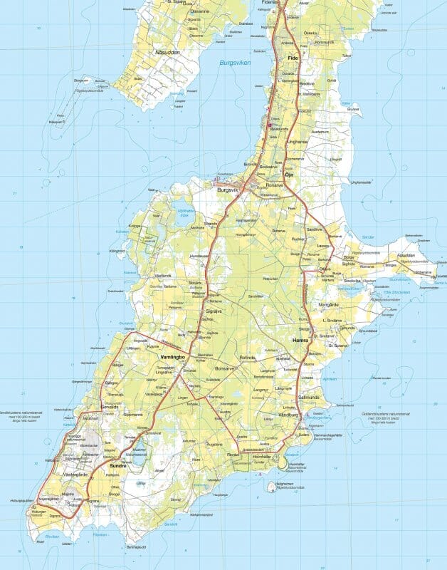 Carte de randonnée & cycliste - Södra Gotland (Suède) | Calazo carte pliée Calazo 