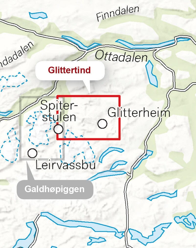Carte de randonnée en montagne - Glittertind (Norvège) | Calazo - Høyfjellskart carte pliée Calazo 