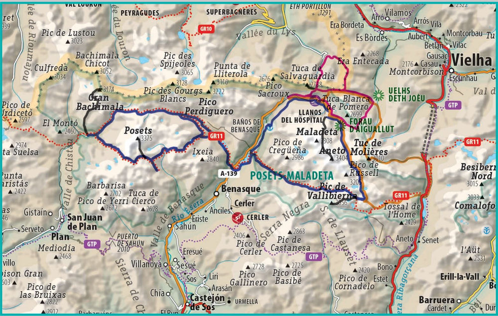 Carte de randonnée - Entre Refugios : Trekking Aneto, Posets, Molières, Salvaguardia (Pyrénées) | Alpina carte pliée Editorial Alpina 